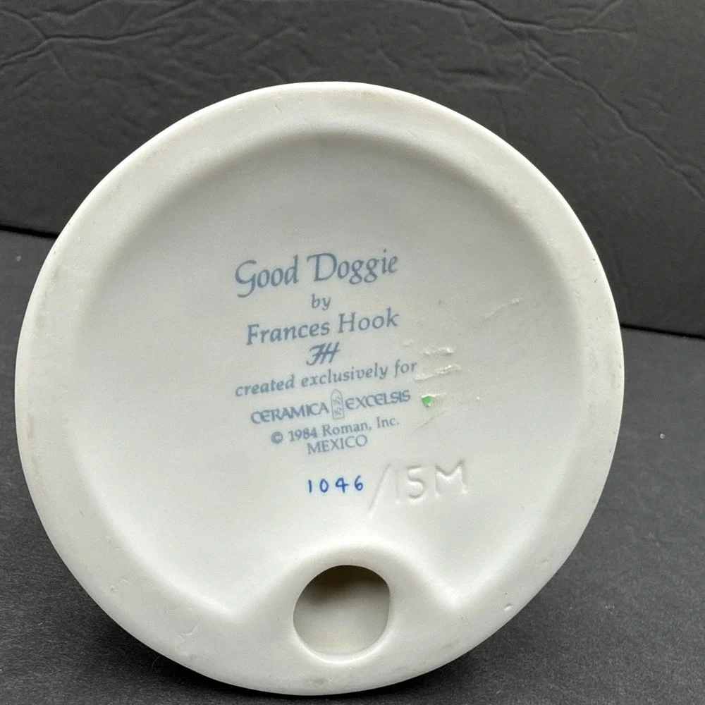 Vintage 1984 France's Hook Good‎ Doggie Figurine Ceramic Dog Numbered Signed